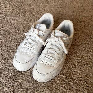 Reebok Womens Club C Double Revenge Platform Tennis Shoes in White/Cold Grey 7.5
